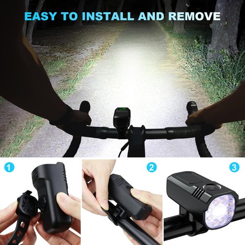 USB Rechargeable Bike Lights,IP65 Waterproof Bicycle Headlight & Tail Light Set for Mountain Cycling,Ultra Bright LED Bike Lights for Night Riding Front and Rear Light