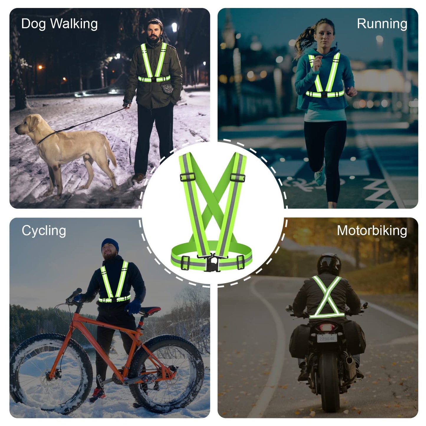Astini Reflective Vest Running Gear 2Pack, High Visibility Adjustable Safety VES for Night Cycling,Hiking, Jogging,Dog Walking