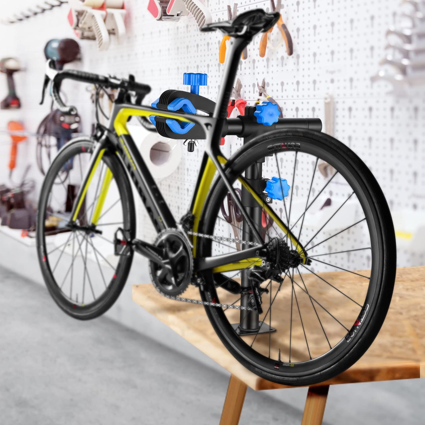 Auwey Bike Repair Stand Wall Mount Bike Repair Workstand Bike Workbench Bicycle Maintenance Rack Bicycle Repair Rack Bike Clamp Height Adjustable