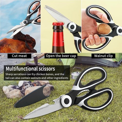 Evanda Camping Kitchen Cooking Utensil Set 10 Piece, Stainless Steel Outdoor Cooking and Grilling Utensil Organizer Travel Set Perfect for Travel, Camping, RVs, BBQs, Picnics, Parties and More