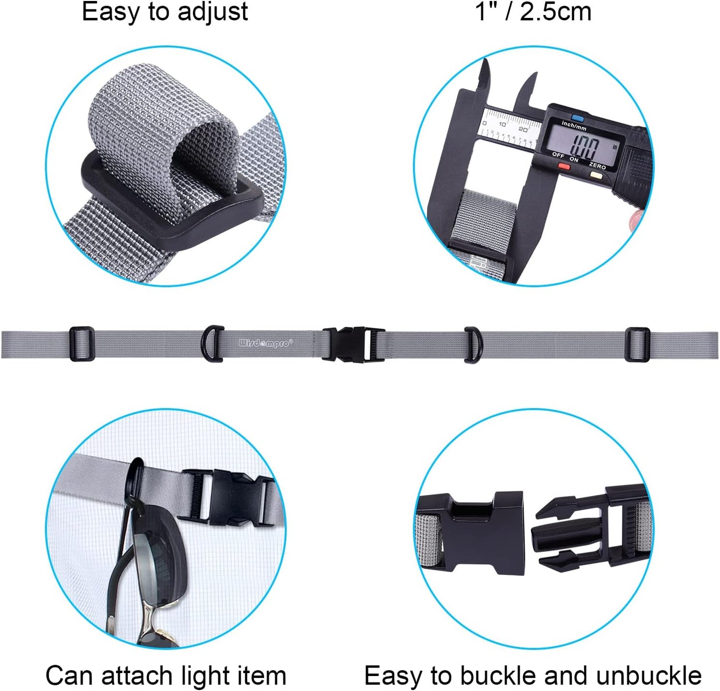 Wisdompro Backpack Chest Strap, Heavy Duty Adjustable Backpack Sternum Strap Chest Belt with Quick Release Buckle