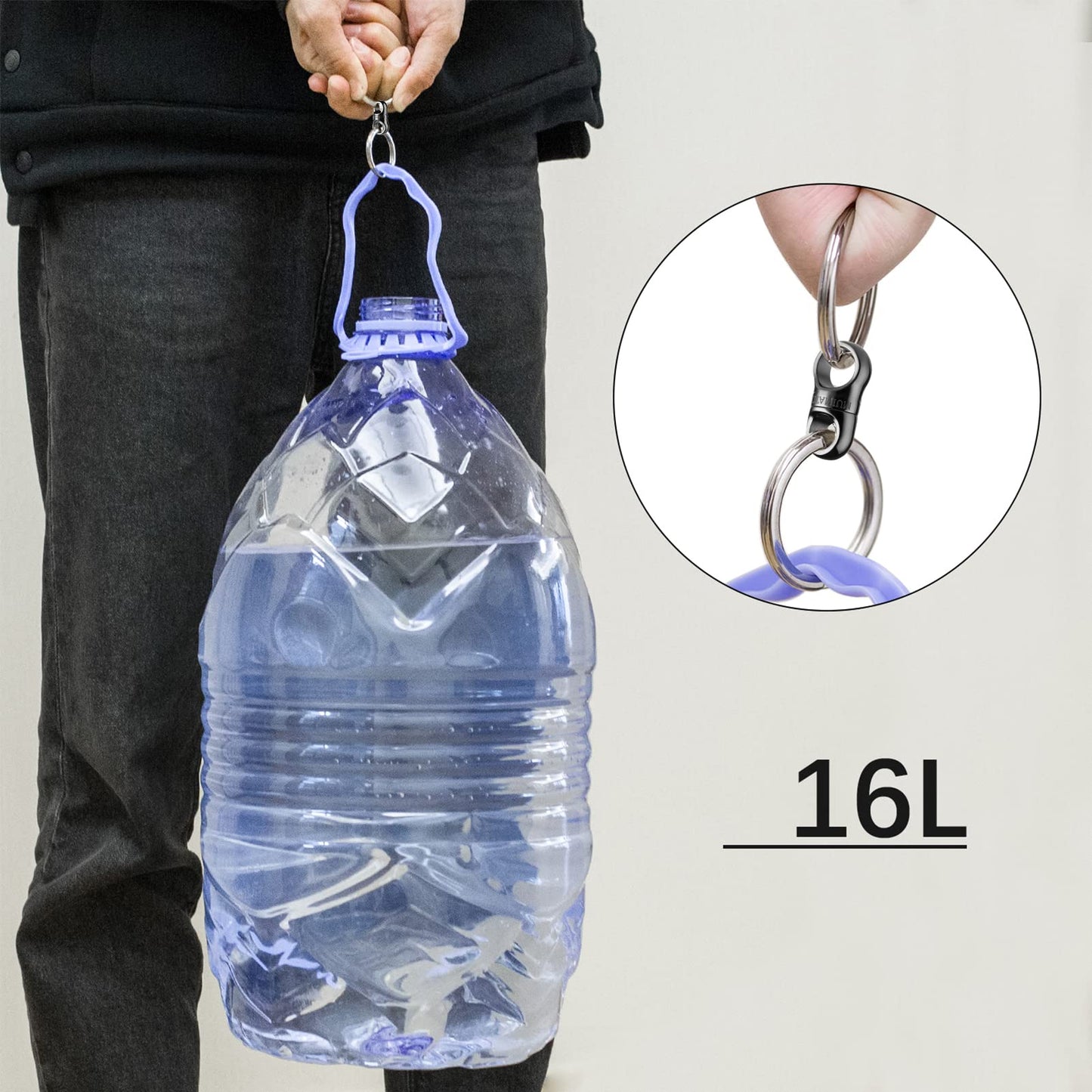 FEGVE Round Keychain Carabiner Clip with Titanium Mini Connecting Key Chain Rings for EDC