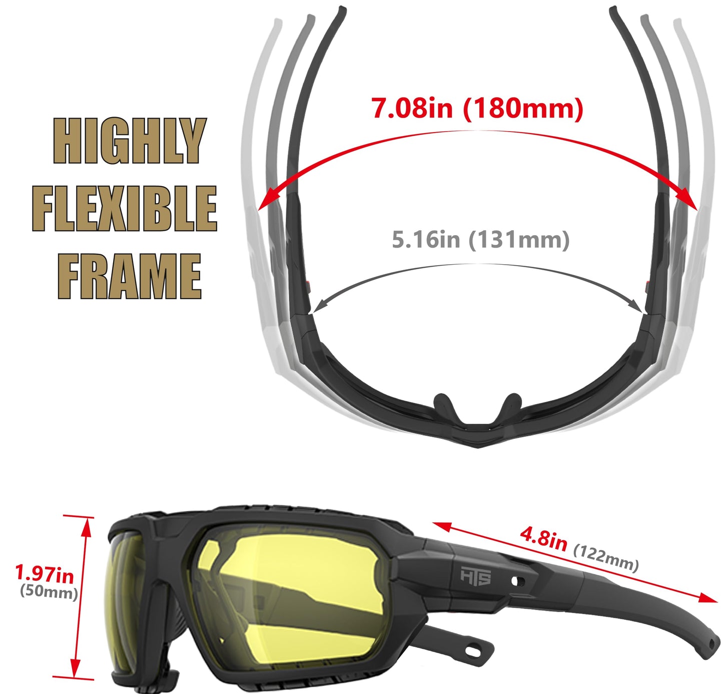 HTS HUNTERSKY Q37 Protective Powersports anti fog yellow tinted night vision driving riding glasses hunting Shooting Airsoft Skydiving Wind Dust proof