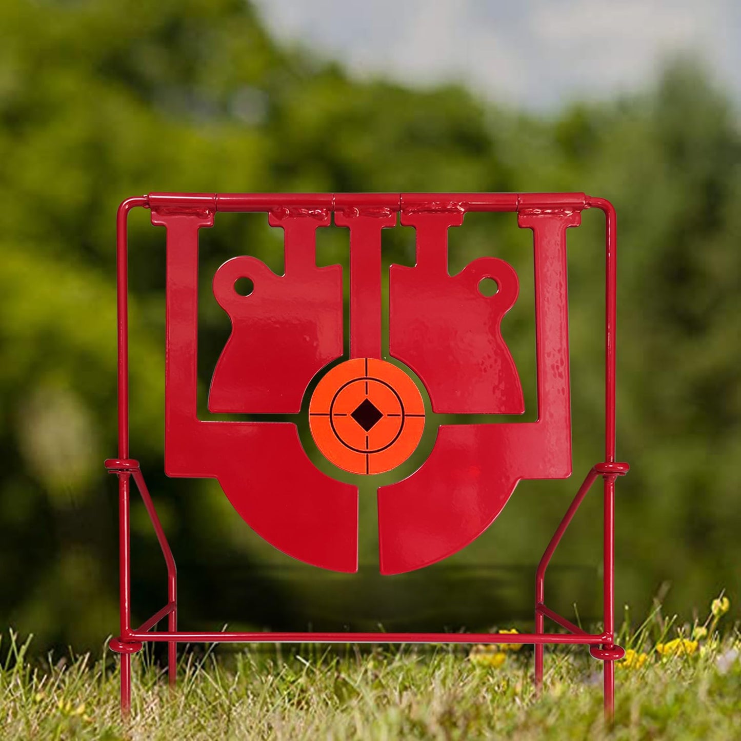 Atflbox 5 in 1 Pellet Gun Resetting Target, Heavy Metal Spinning Airgun Rifles and BB Gun Shooting Target for Outdoor and Backyard, Rated for .177 .20 .22 Caliber