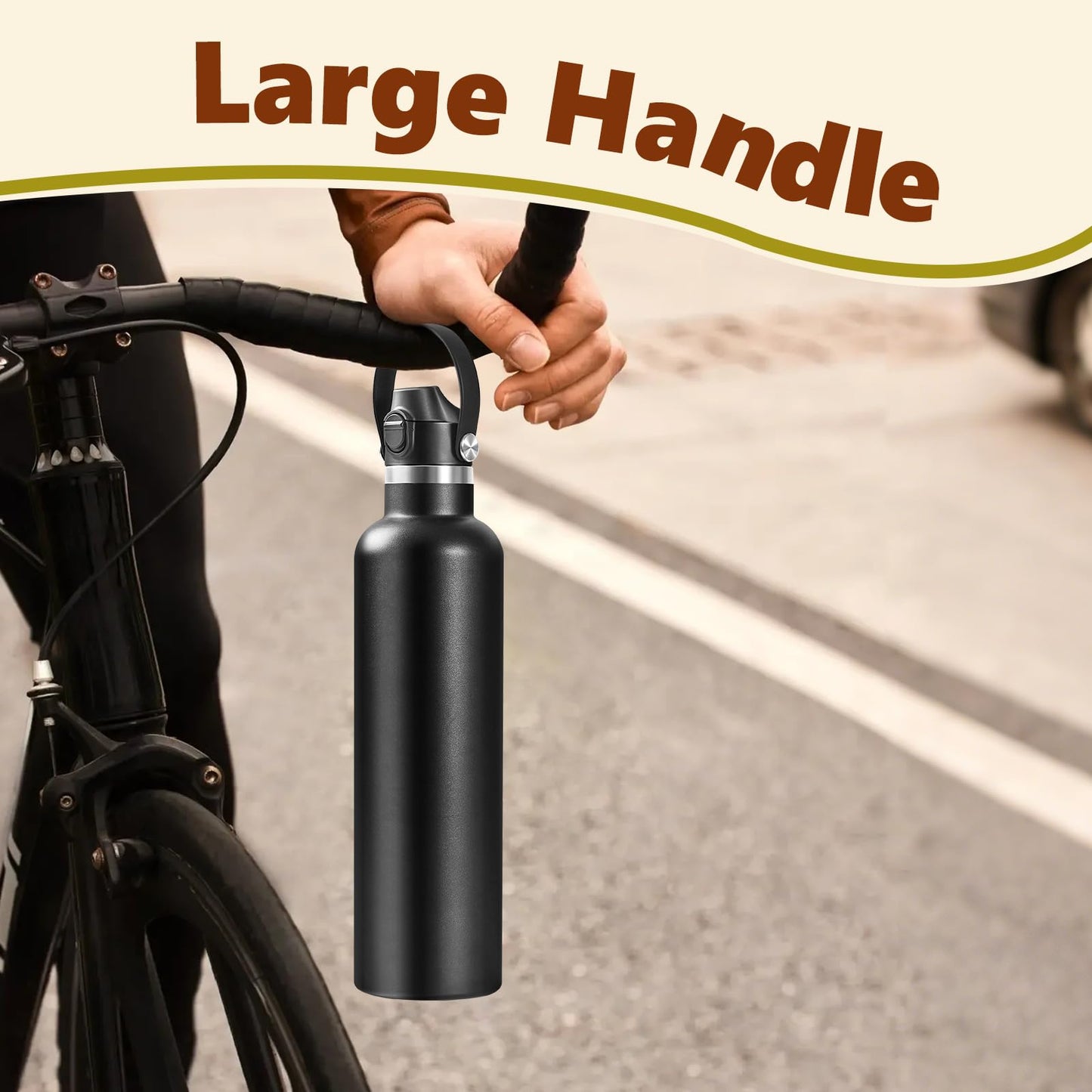 Auto Flip Lid for Hydro Flask Standard Mouth Bottle, Spout lid for HydroFlask Narrow Mouth Bottle, Replacement Lid with Button Lock, Black