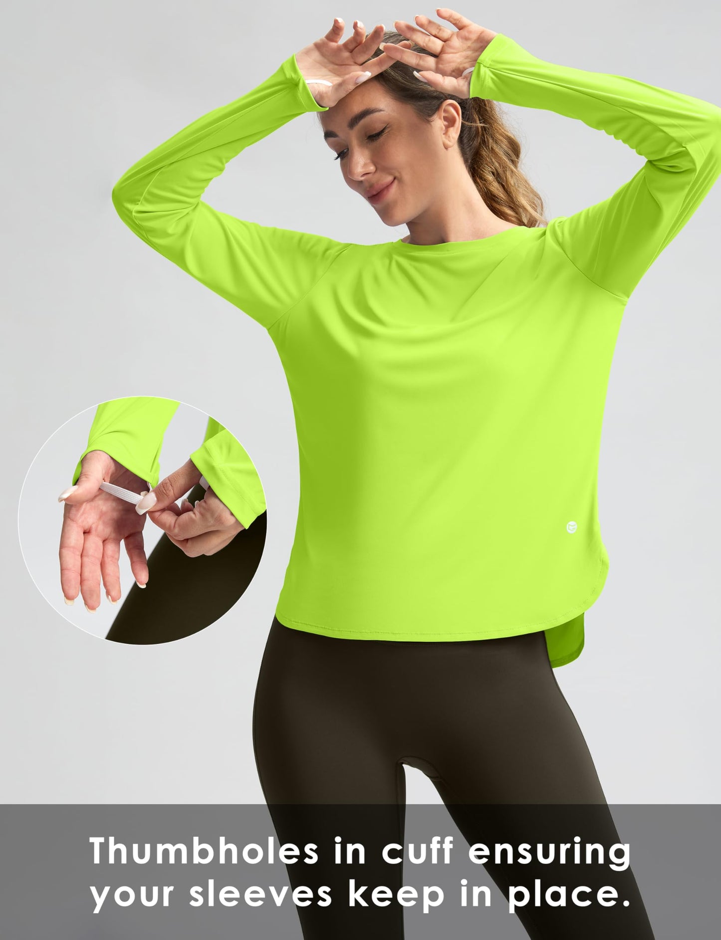 Women's Sun Shirts UPF 50+ Long Sleeve UV Protection Shirt Lightweight Quick Dry Workout Hiking Tops for Women(Bright Green,XXXL)