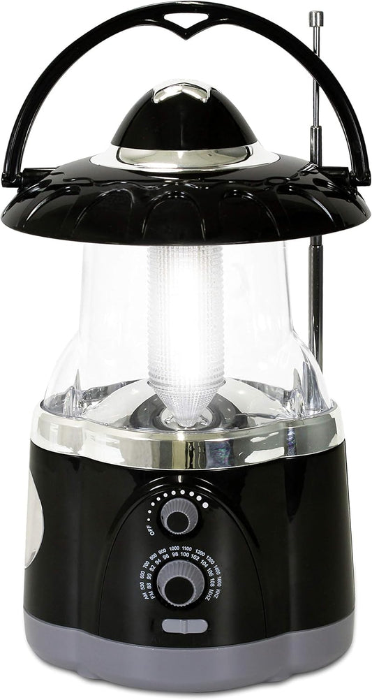 190485 12-LED Lantern with 4-LED Flashlight & AM/FM Radio (Green)