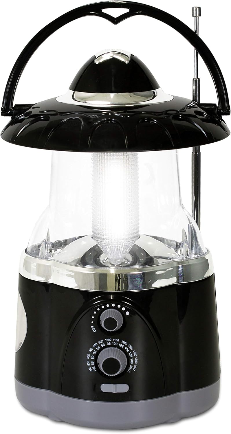 190485 12-LED Lantern with 4-LED Flashlight & AM/FM Radio (Green)