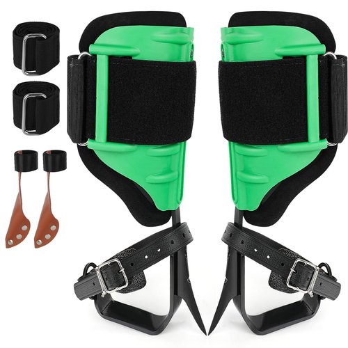 Xeoca Tree Climbing Spikes Set, Alloy Steel Climbing Spurs, 350lbs Load Capacity, Green, Classic Style, Ideal for Climbers, Fruit Picking & Lumberjack