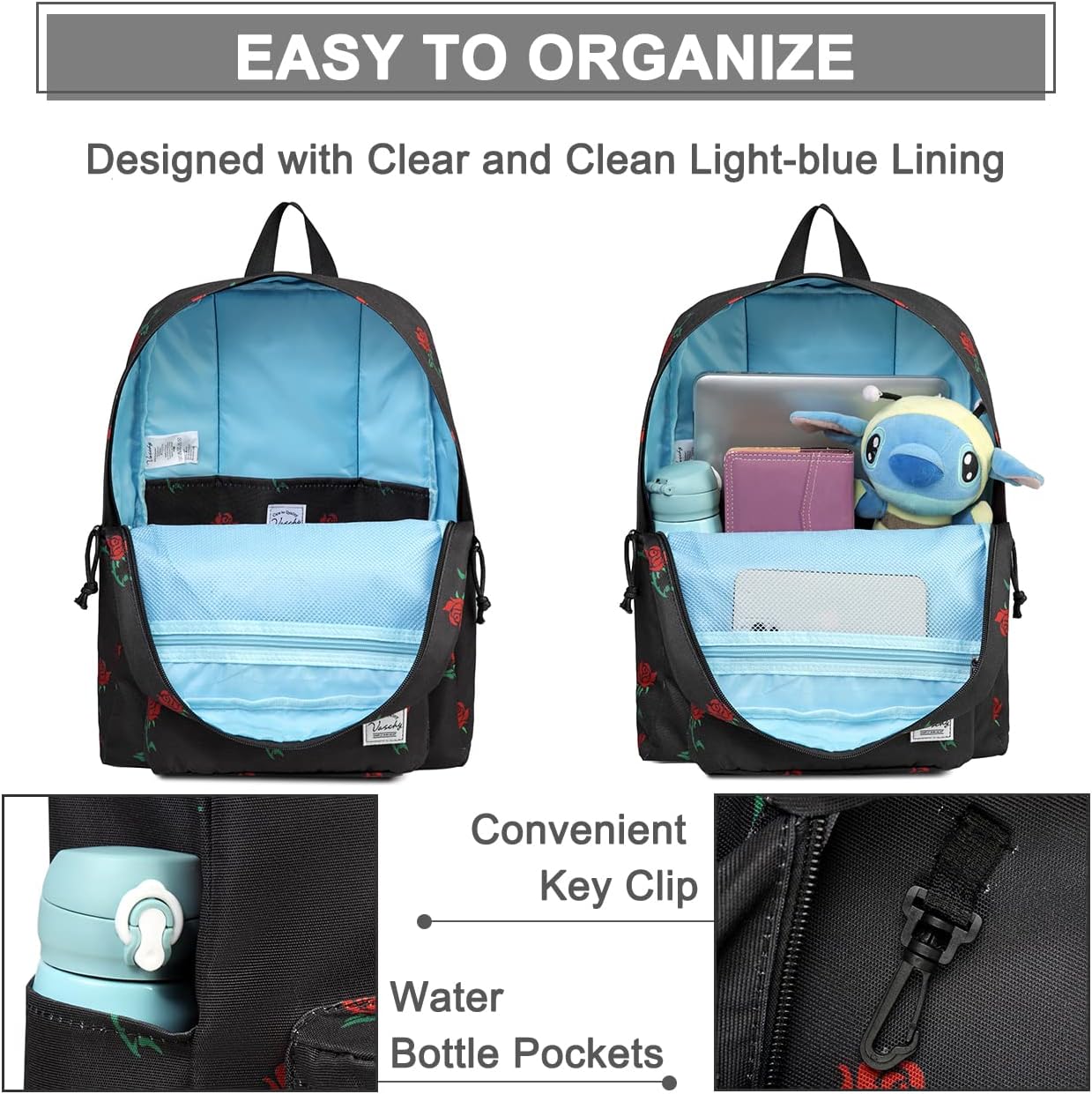 VASCHY Backpacks Handbags, Lavender, M