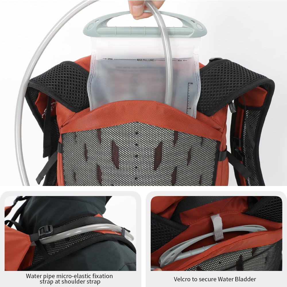 IX INOXTO Hiking Hydration Backpack with 3l Water Bladder for Women and Men 25L Water Backpack for Hiking, Cycling, Running, Climbing, Camping (Orange) (Orange)