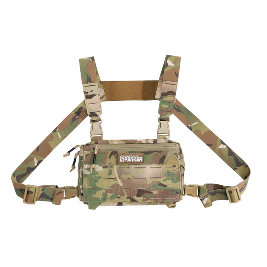 EXCELLENT ELITE SPANKER Tactical Chest Rig Pack EDC Chest Bag Molle Utility Chest Pouch Lightweight for Outdoor Hunting Workouts Hiking(Multicam)