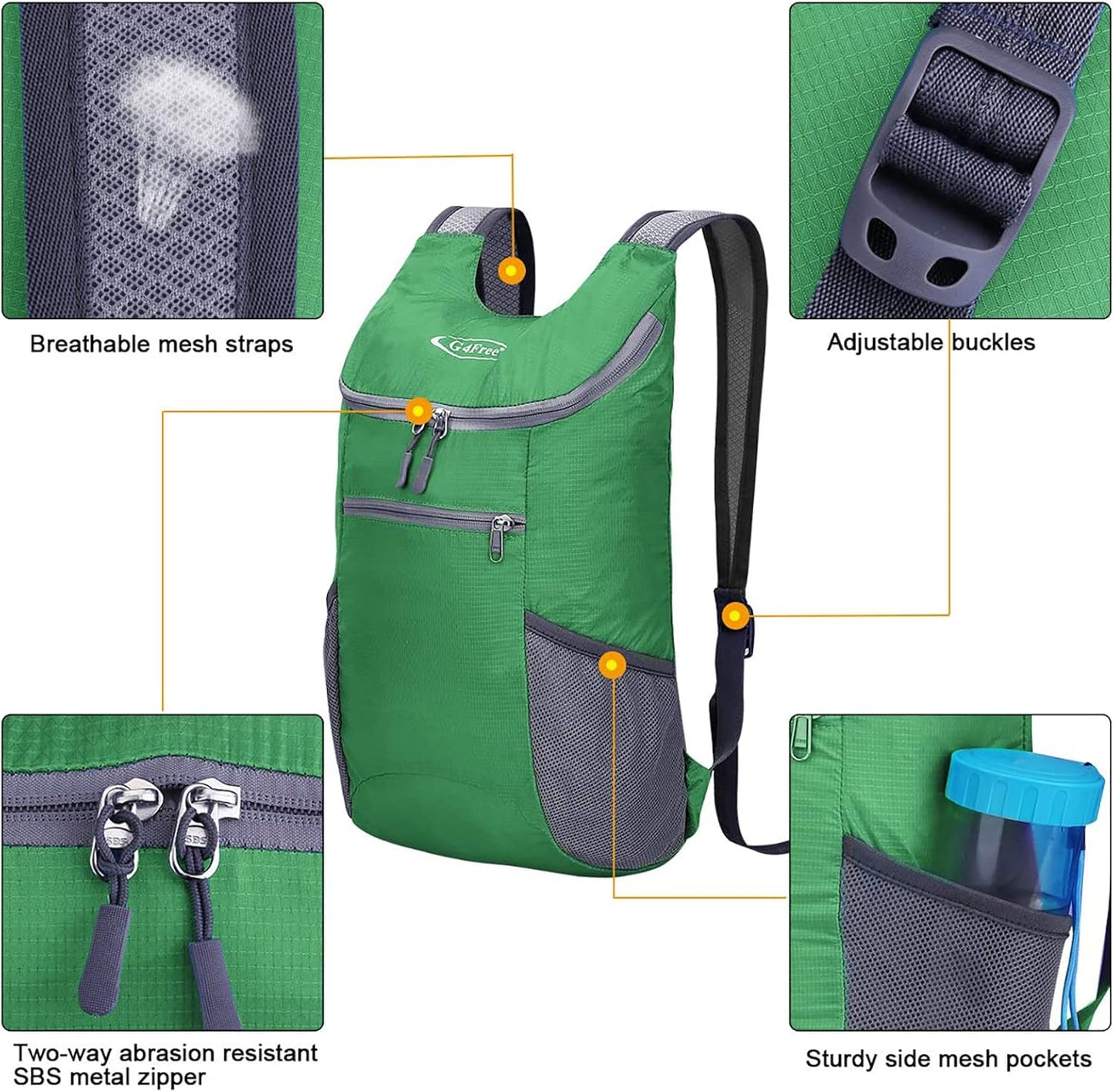 G4Free Lightweight Packable Hiking Backpack for Men Women Small Hiking Daypacks Foldable Shoulder Pack Casual Outdoor Bag 11L