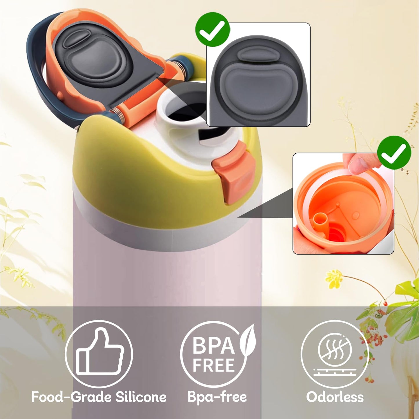 4 Sets Replacement Stopper and Ring Compatible with Owala FreeSip 24oz 32oz,Water Bottle Top Gasket Lid for Owala 16/19/24/32/40oz Seal Bottle Mouth Cap Stopper Silicone Parts Accessories (Grey)