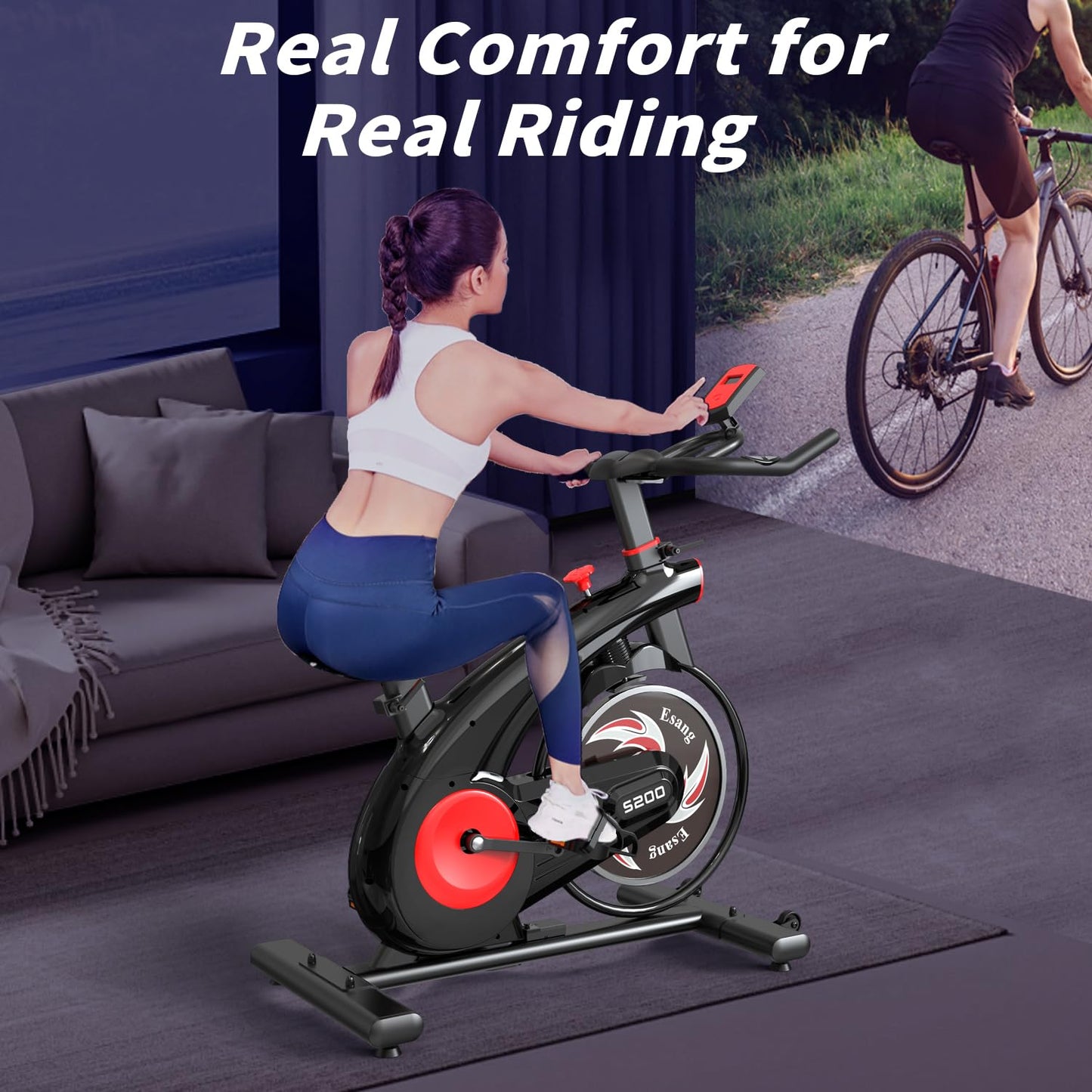 Exercise Bike,Stationary Bikes for Home - Adjustable Workout Bike, Professional Exercise Bikes for Home, Efficient Workout Bike with Smartphone Mount & Digital Pulse Display