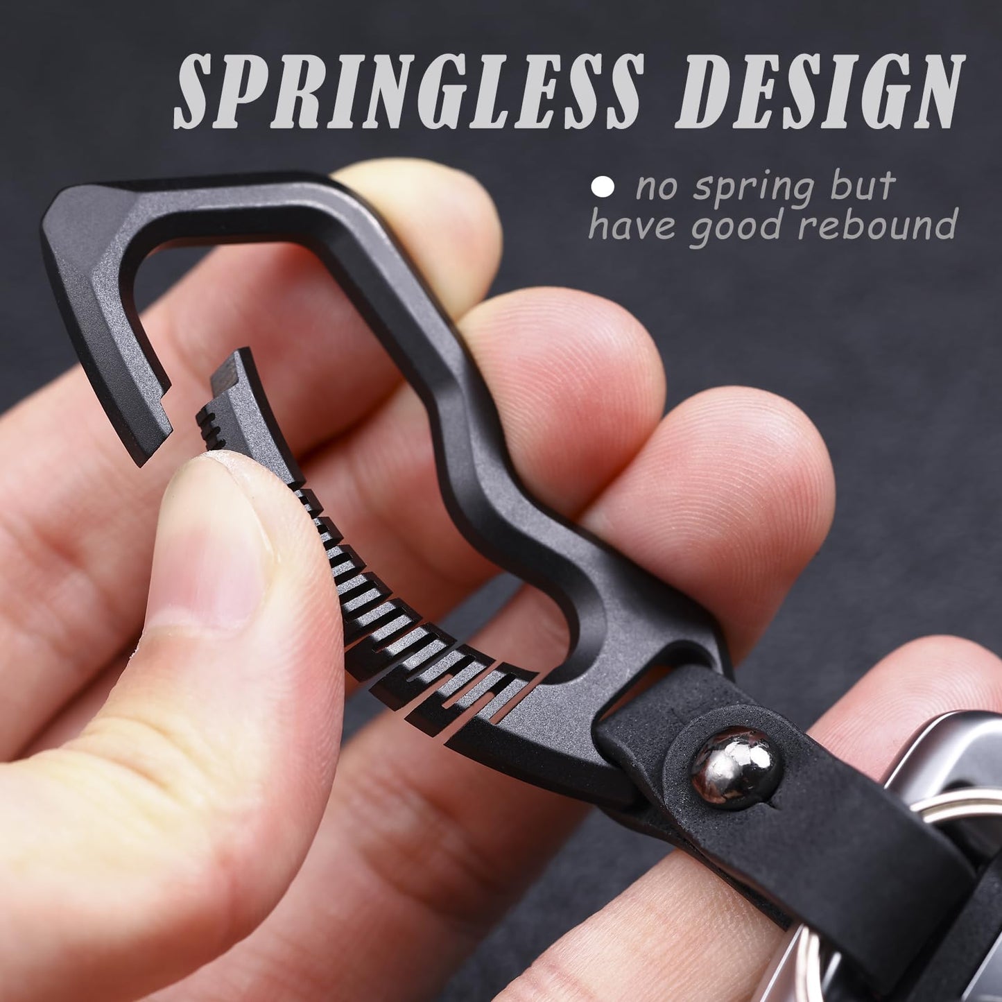 Autuveen Titanium Carabiner Keychain Clip,Black Heavy Duty Key Clasp with Key Ring,EDC Key Clip Quick Release Hooks Multi Tools for Belt（Black）