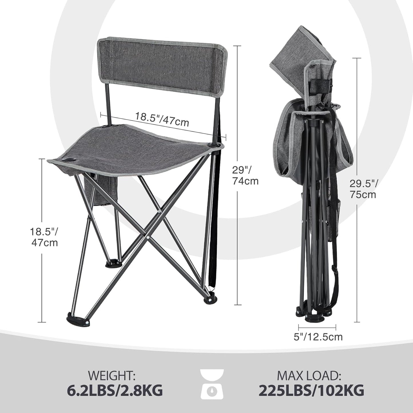 REDCAMP 2 Pack Tripod Hunting Chairs for Blinds, Folding Lightweight Portable Fishing Chair for Adults Hunting Stools with Backrest, Golf Chairs for Spectators, Camo