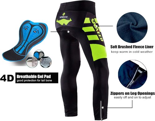 Men's 4D Padded Cycling Tights - Sponeed Road Bike Leggings for Outdoor Riders