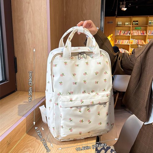 POYIPI Kawaii Backpack Cute Floral Backpack Flowers Backpack Aesthetic Backpack Casual Travel Backpack Large Backpack