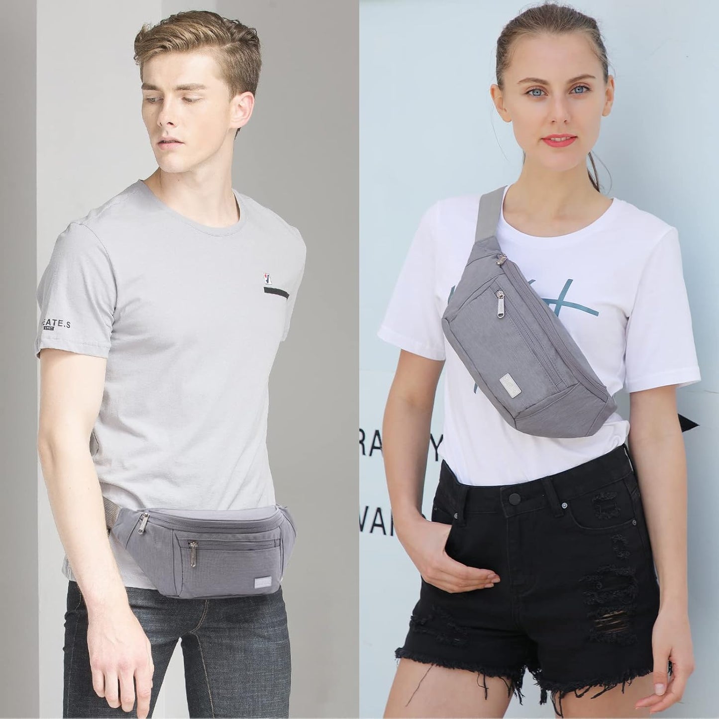 TINYAT Large Fanny Pack Travel Waist Bag Lightweight for Men&Women with Adjustable Strap T206 Blue