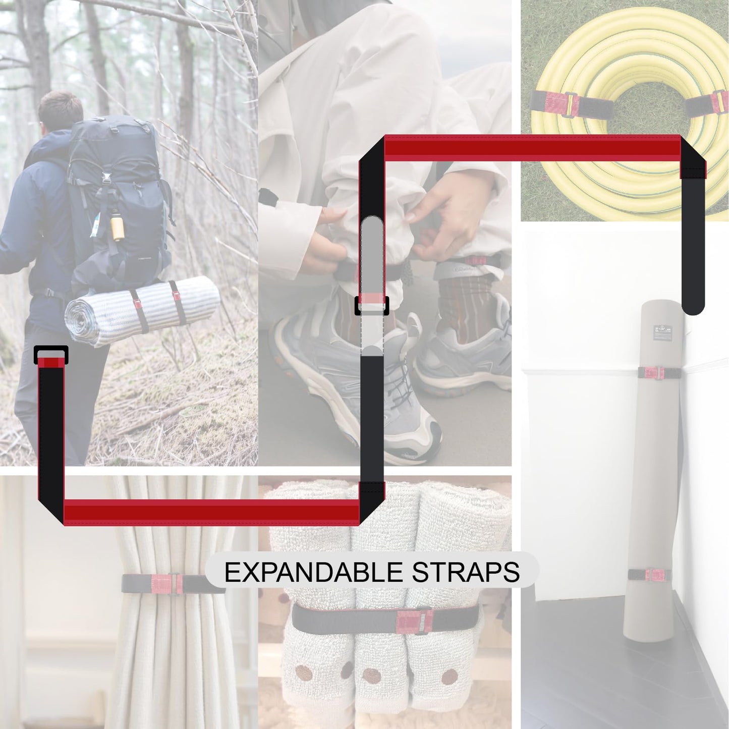 GDSZDDXX Heavy Duty Stitch Bike Straps for Rack, Premium 2PCS Adjustable Bike Rack Straps with Anti-Slip Gel Grip, Hook and Loop Bicycle Wheel Stabilizer Strap for Transportation and Storage