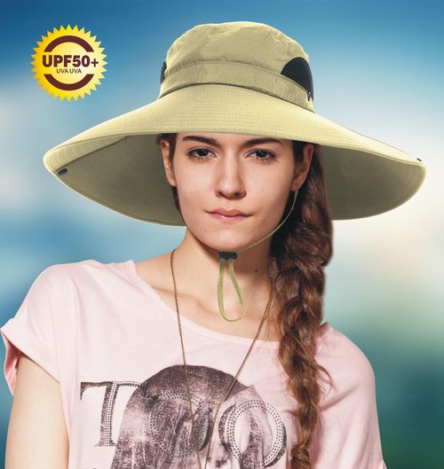 MKOFONU for Men & Women Ultra Wide Brim hat UPF50+ Waterproof Sun hat Suitable for Fishing Hiking Camping & etc (A4-Khaki)