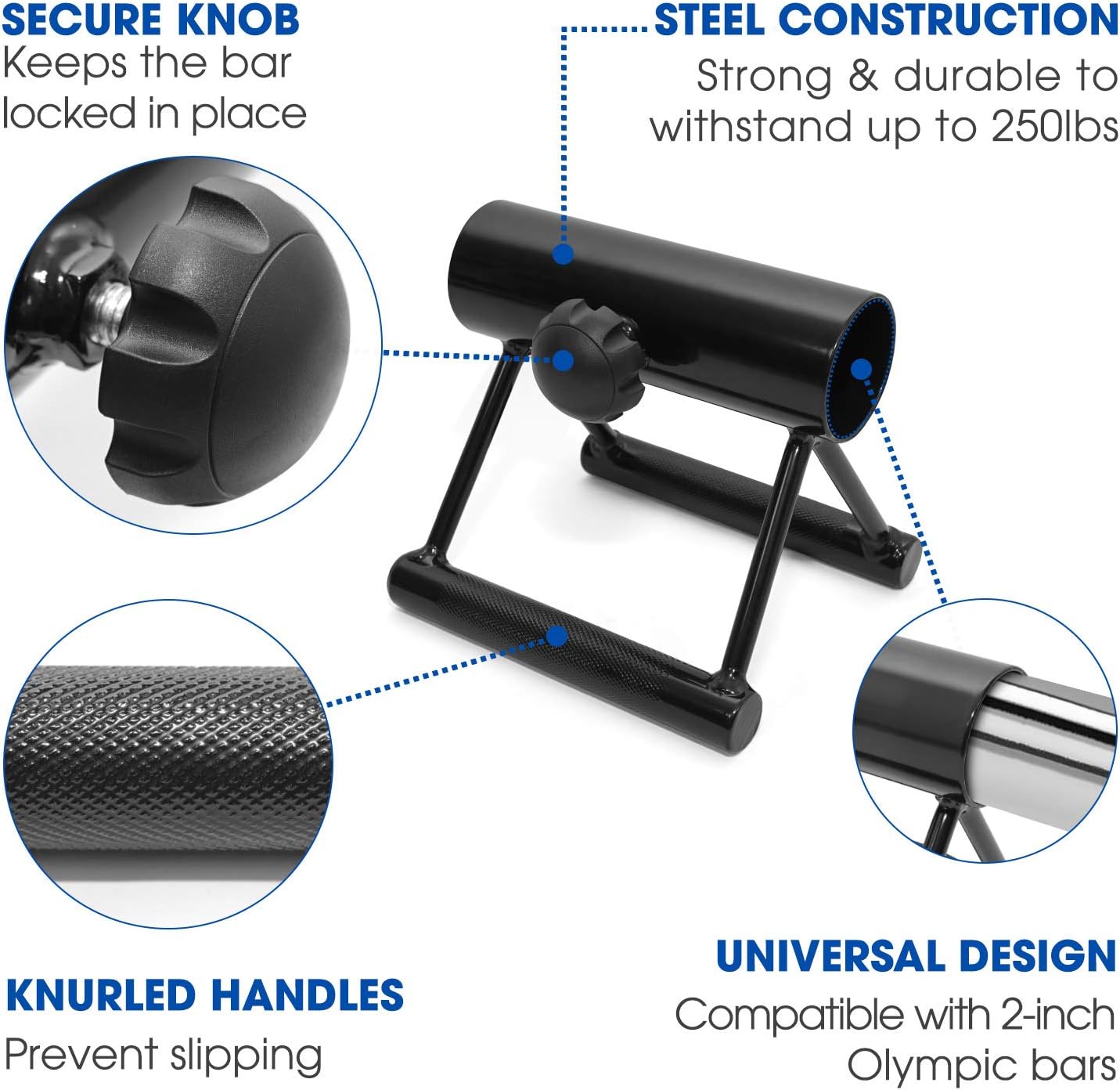 Yes4All Deluxe T-Bar Row Platform – Full 360° Swivel & Easy to Install – Fits 1” Standard and 2” Olympic Bars (8. Black - T-Bar Row Platform + Lock Jaw 1inch & 2inch)