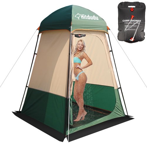 Shower Tent, Privacy Dressing Room, Camping Shelter, or Portable Toilet Stall with Water Bag for Camping, Beach