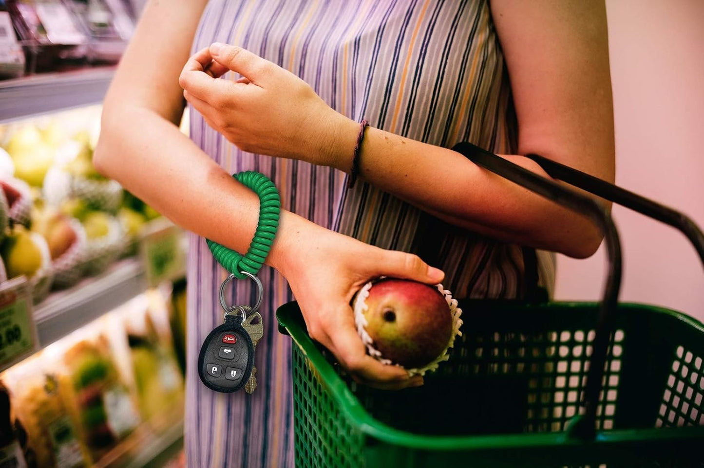 ucky Line 2” Spiral Wrist Coil with Steel Key Ring, Flexible Wrist Band Key Chain Bracelet, Stretches to 12”, Purple, 10 Pack (41065)