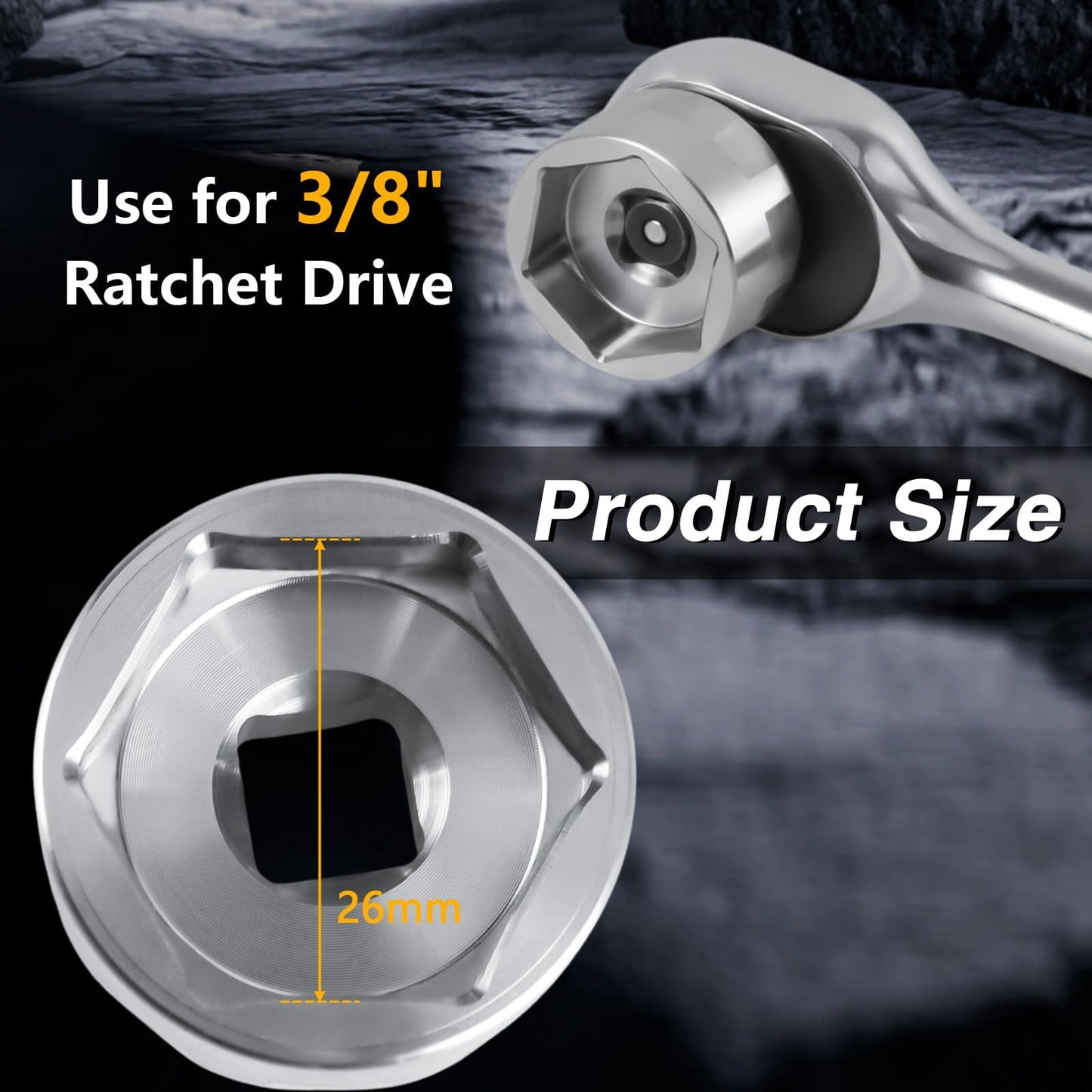 EVRBUL 26mm Bike Fork Topcap Socket Tool 3/8" Ratchet Drive Compatible with Fox 32 Series and Some 34 Series Mountain Bike Fork Topcap Nuts