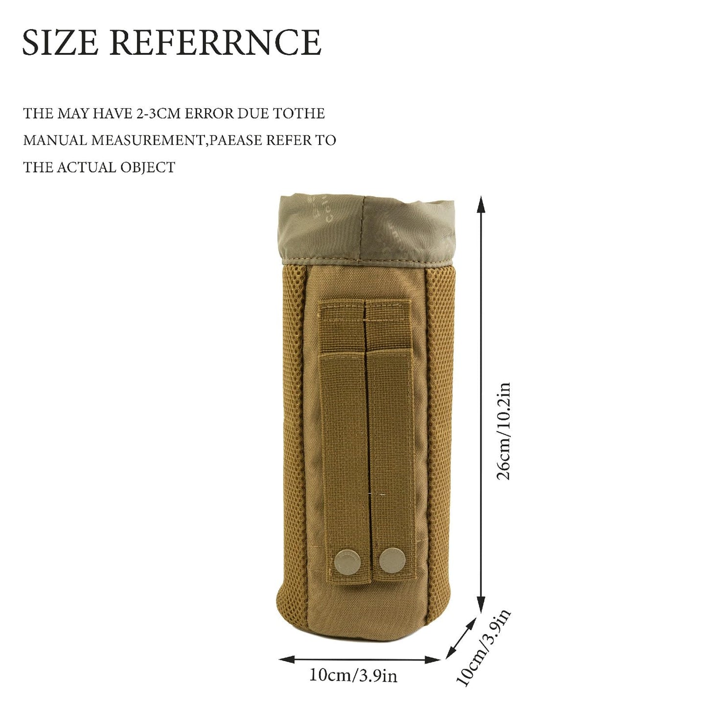 GGYCOB Water Bottle Holder Tactical Pack Molle System Travel Bag Hydration Carrier with Drawstring Open Top Nylon Waterproof (Wolf Brown)