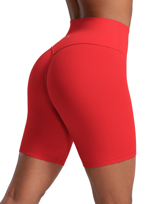 CRZ YOGA Secretsculpt Butterlift Biker Shorts 6"- No Front Seam High Waist Womens Workout Gym Booty Scrunch Butt Deep Red Small