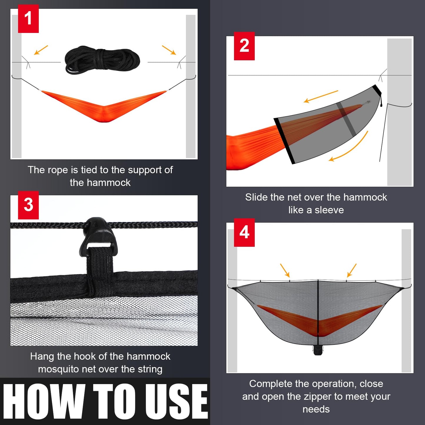 GliCraft 2 Pieces Hammock Bug Mesh Net 11 x 4.7 FT Hammock with Mosquito Net Camping 360 Degree Protection Dual Sided Diagonal Zipper for Hiking Camping Backpacking