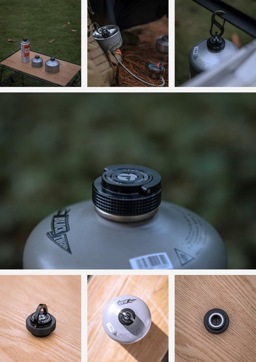 CAMPINGMOON Cap Lid for Camping Gas Fuel Standard Canister with EN417 Lindal Valve Cassette Gas Can Black BKM-107
