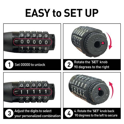 DaShield Bike Lock Cable 59 inches Long 5 Digit Resettable Combination Code for Bicycle and Scooter Cable Lock Anti Theft Cable Locks with Secure Mounting Bracket