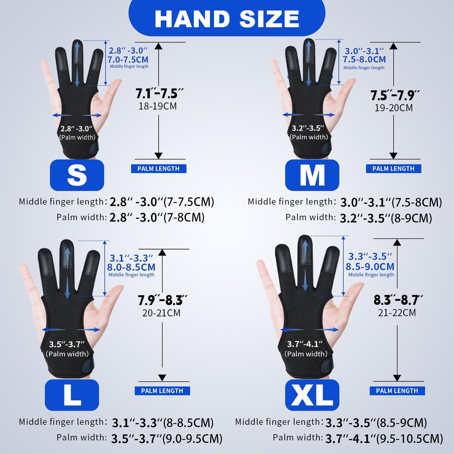 AHOSOUTLY Archery Glove Three Finger Leather Elasticity Archery Protective Gloves Archery Shooting Gloves for Adult and Kids,Protective Gear (Black, Medium)
