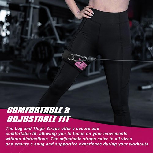 Thigh Ankle Strap Adjustable Neoprene Padded, Ankle Leg Cuffs with Resistance Bands for Leg Butt Training Workout Equipment, Strength Training ,Hip Gluteus (1 Pair(2D-Rings))