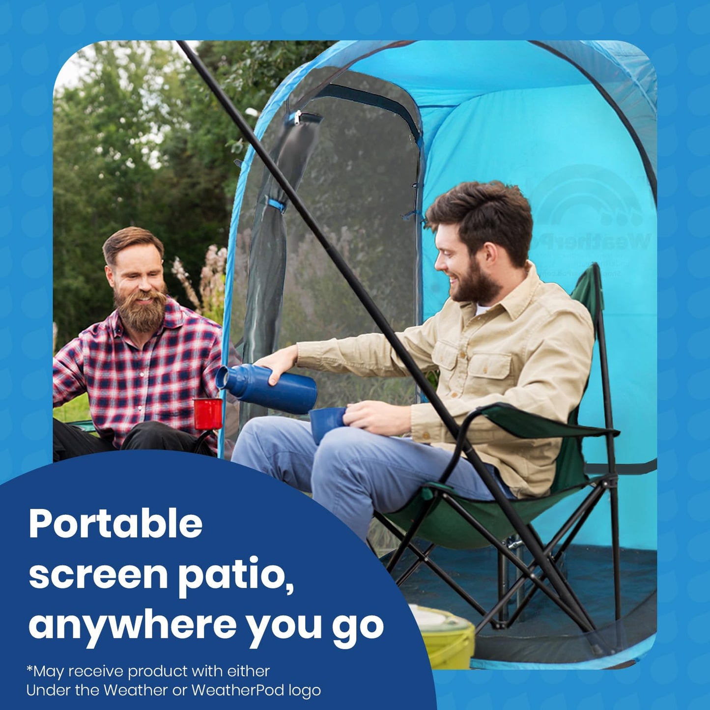 WeatherPod® The Original Shark Tank MyPod™ Mesh 2XL Pop-Up Screen Pod - Keeps Out Bugs, Mosquitos, and UV Rays - UPF 50 for Maximum Protection from The Sun - (Sea Blue, 46" L x 46" W x 59" H)