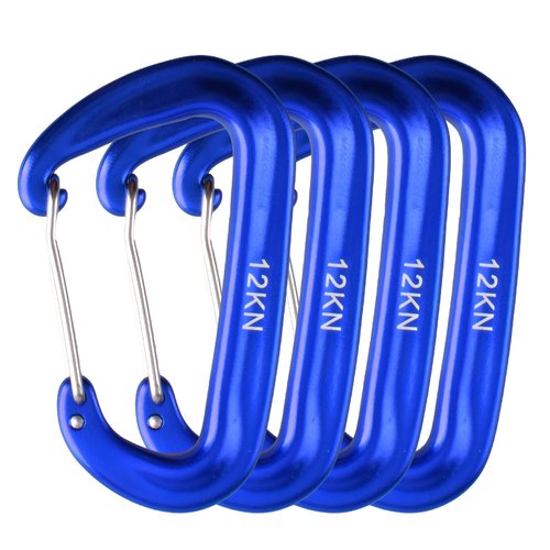 Caribeaner Clips, 12kN Heavy Duty Carabiner, Aluminum D Ring Keychain, Small Carabeaner Accessories for Camping Hiking Backpacking Dog Leash(DarkBlue-4pcs)