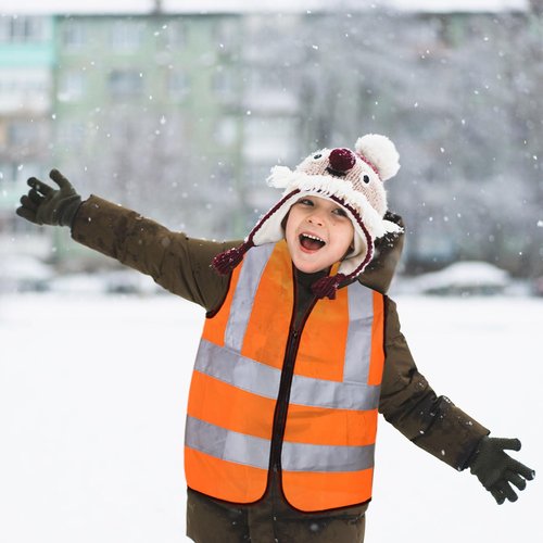 Unittype 4 Pieces Kids Safety Vest Construction Reflective Traffic Vest for Running Kindergarten Preschool Children (Orange)