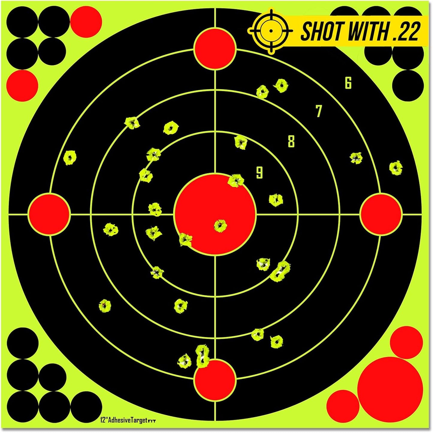 ATFLBOX 25Pack Shooting Target 12 Inch Bulleye Super Splatter Paper Target and Adhesive Target.Shooting Outdoor and Indoor ranges.Rective for Rifle - Pistol - Airsoft - Air Rifle