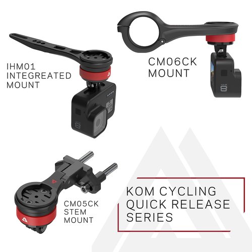 KOM Cycling Top Cap Mount for Garmin and Wahoo Bike Computers (Bike Mount for Edge 1040, Elemnt Roam, Elemnt Bolt v2) 1040 Bike Mount Compatible (Black)