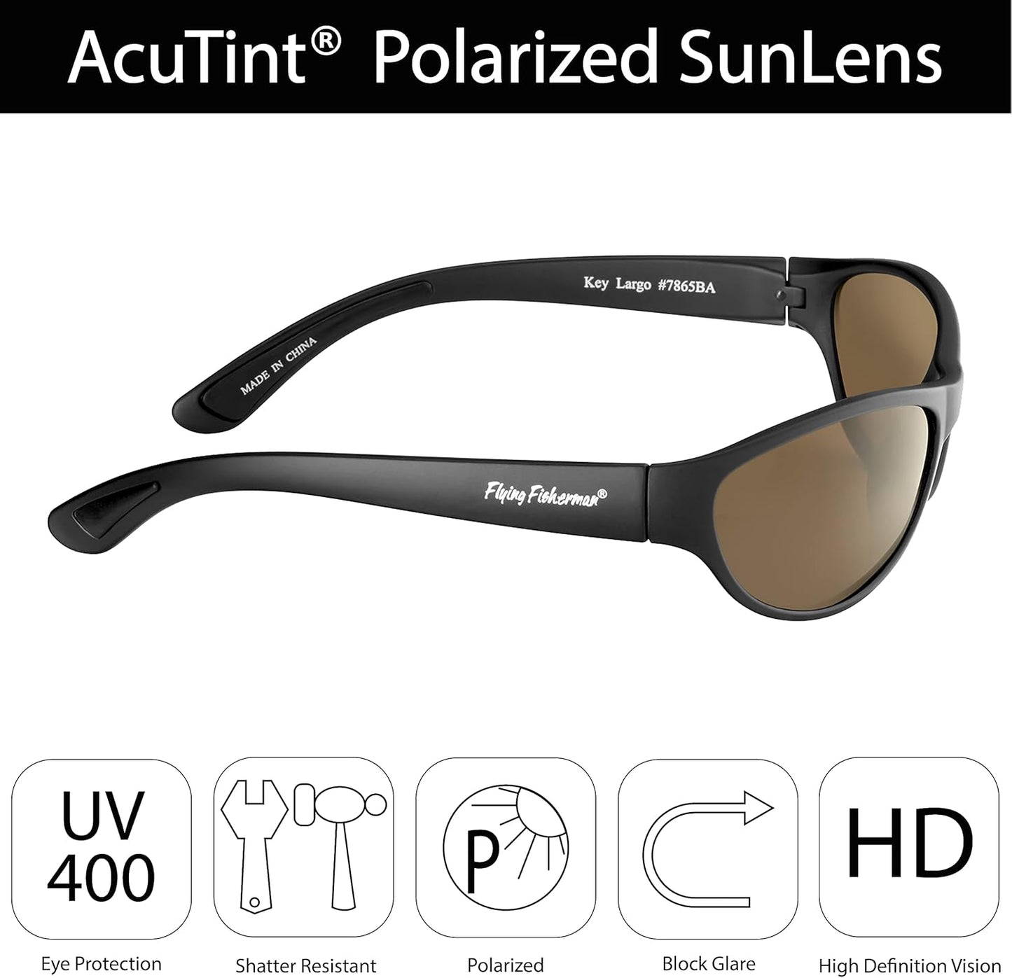 Flying Fisherman Key Largo Polarized Sunglasses with AcuTint UV Blocker for Fishing and Outdoor Sports