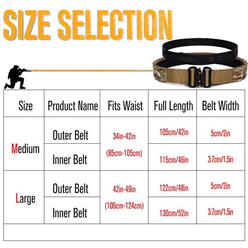 TWINFALCONS Tactical Belt Battle Belts MOLLE Military Style Belt 2 Inch Outer & 1.5 Inch Inner Tactical Heavy Duty Belt