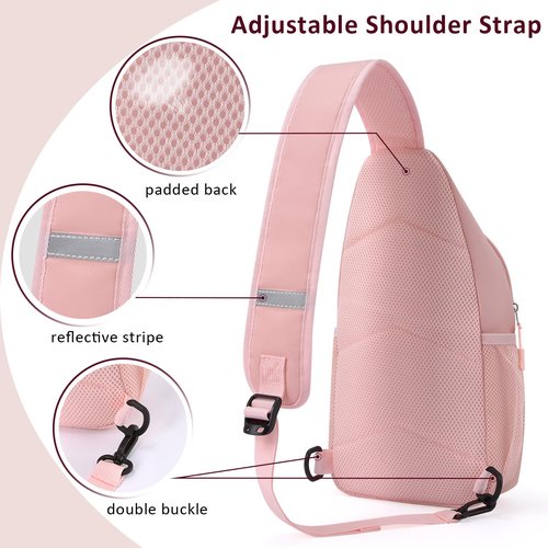 Tuwubi Crossbody Bags for Women Trendy,Sling Bag for Men with Adjustable Shoulder,Travel Essentials Backpack Suitable for Sports Running Traveling Hiking(Pink,Large)