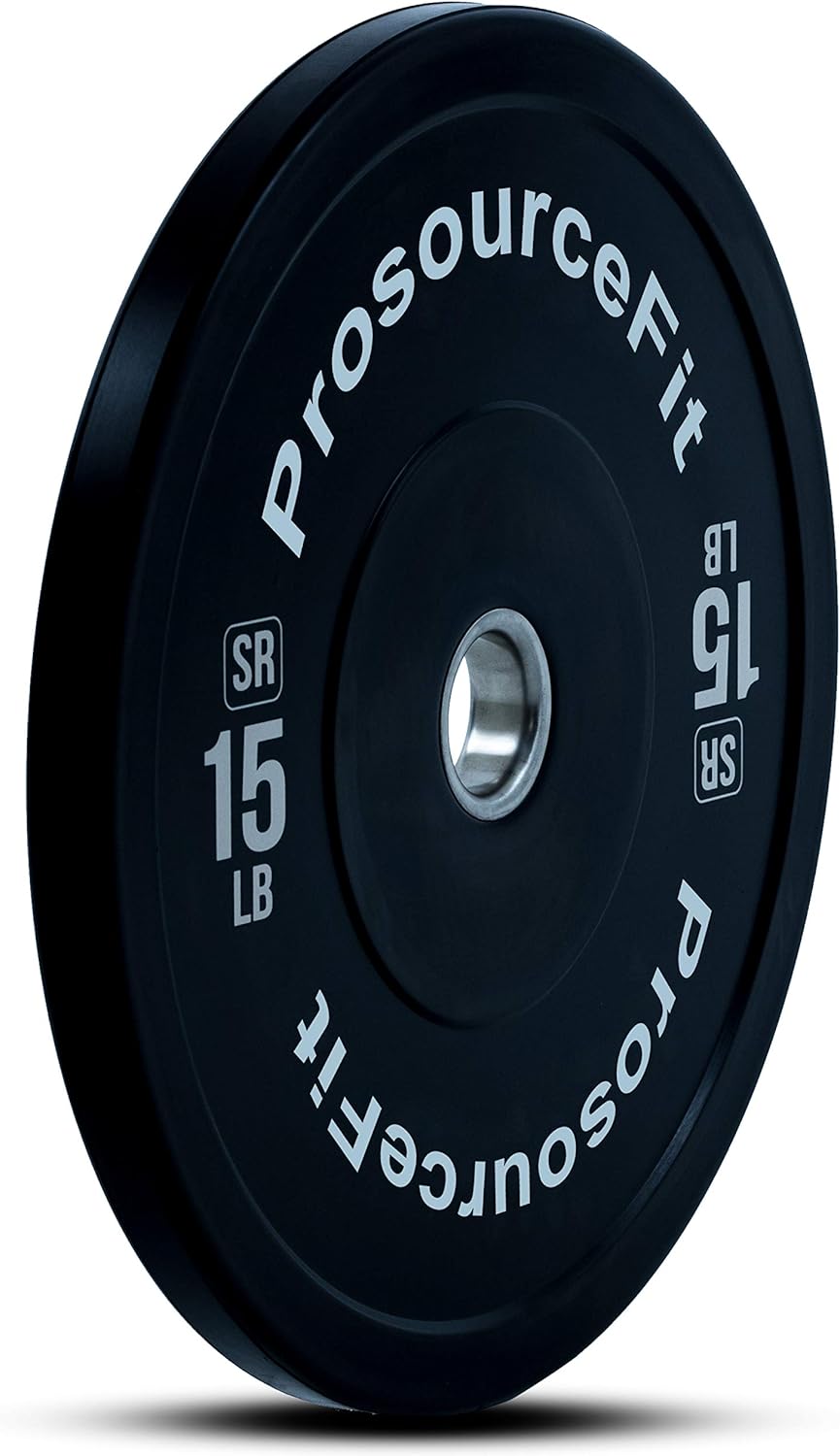 ProsourceFit Solid Rubber Bumper Plates (Sold Individually) with Steel Insert, 25lb, Power Lifting, Strength Training