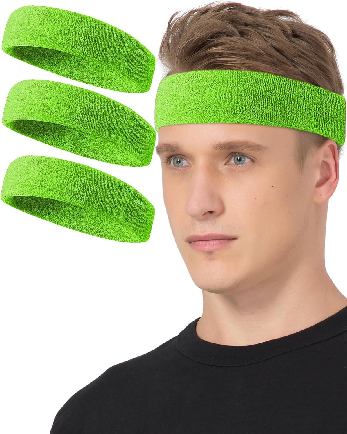 Tanluhu Sweatbands Sport Headbands for Working Out, Execise, Tennis, Basketball, Running - Terry Cloth Athletic Sweat Cotton Headband Outdoor for Men & Women