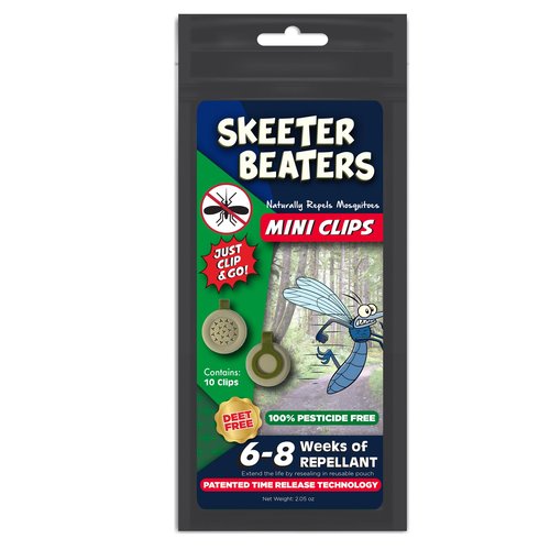 Repel 360 Skeeter Beaters Mosquito & Bug Wearable Mini Clips | Personal Mosquito Device | DEET Free | Clip On Clothing, Hat, Belt, Shoes- Set of 10