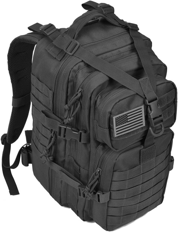 Military Tactical Backpack,Small Army Assault Pack Molle Bug Out Bag Backpacks Rucksack Daypack with Tactical US Flag Patch Black