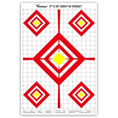 Highwild Sight in Shooting Range Paper Target - 17X25 Inches - Suitable for Handguns, Rifles, Airguns, BB Guns (25 Pack)
